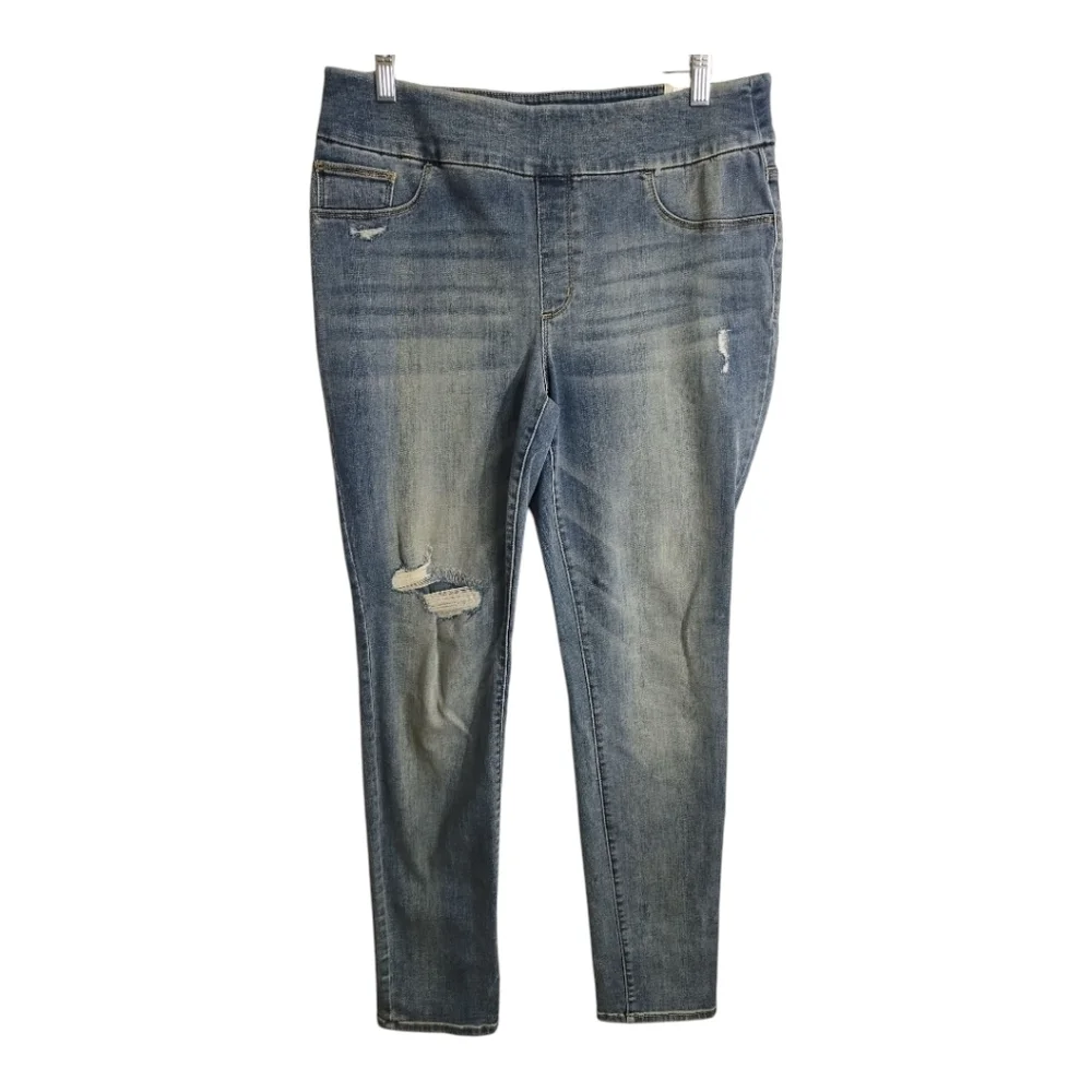 Chicos Pull On‎ High Rise Destructed Stretch Slimming Casual Skinny Jegging 8